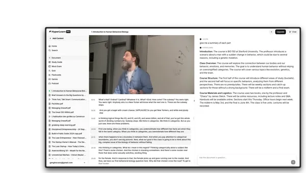 HyperLearn product interface example